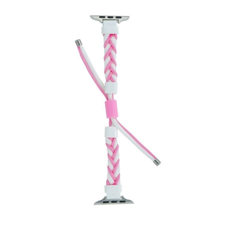 Silicone Bean Braided Cord Nylon Watch Band For Apple Watch Ultra 2 49mm(White Pink) by buy2fix