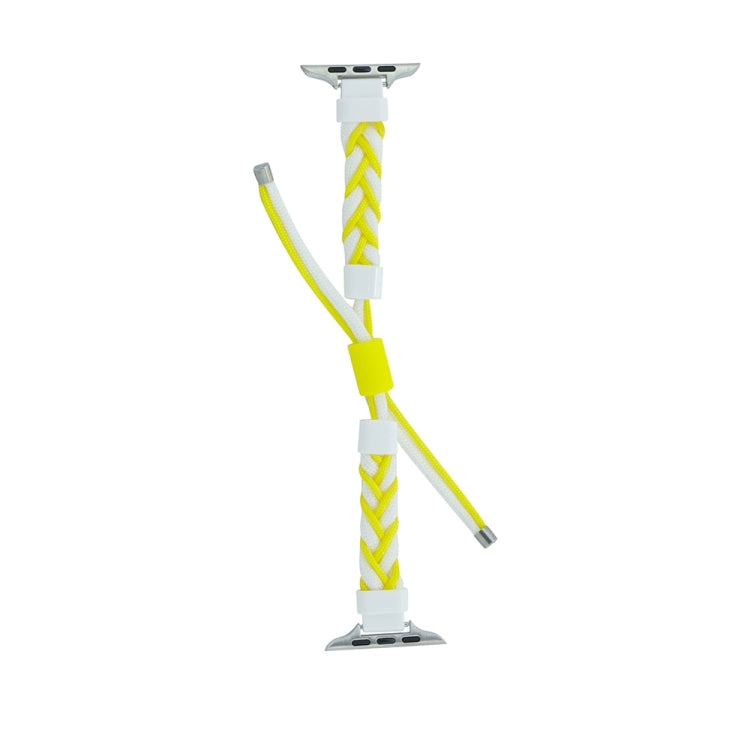 Silicone Bean Braided Cord Nylon Watch Band For Apple Watch Ultra 2 49mm(White Yellow) by buy2fix