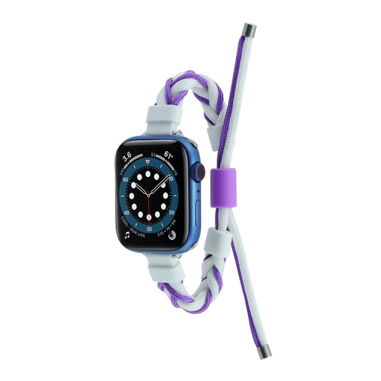 Silicone Bean Braided Cord Nylon Watch Band For Apple Watch Ultra 2 49mm(White Purple) by buy2fix
