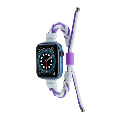 Silicone Bean Braided Cord Nylon Watch Band For Apple Watch Ultra 2 49mm(White Purple) by buy2fix