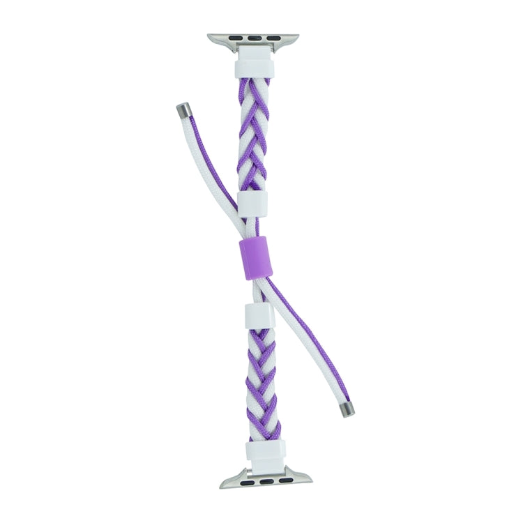 Silicone Bean Braided Cord Nylon Watch Band For Apple Watch Ultra 2 49mm(White Purple) by buy2fix