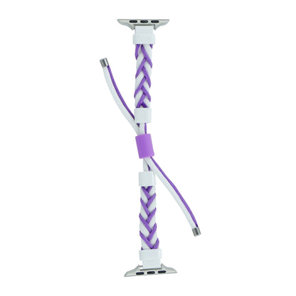 Silicone Bean Braided Cord Nylon Watch Band For Apple Watch Ultra 2 49mm(White Purple) by buy2fix