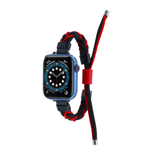 Silicone Bean Braided Cord Nylon Watch Band For Apple Watch Ultra 2 49mm(Black Red) by buy2fix