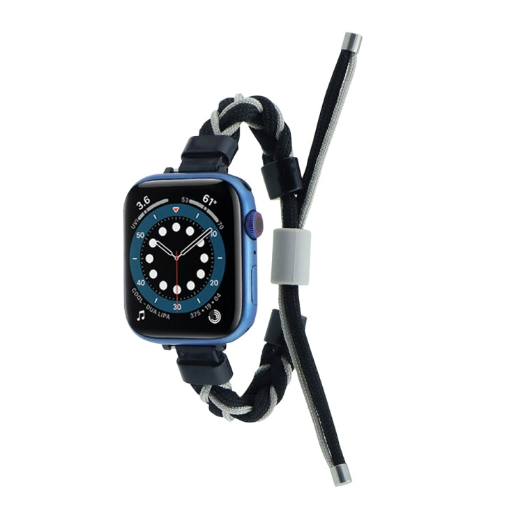 Silicone Bean Braided Cord Nylon Watch Band For Apple Watch Ultra 2 49mm(Black Grey) by buy2fix