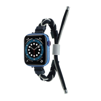 Silicone Bean Braided Cord Nylon Watch Band For Apple Watch Ultra 2 49mm(Black Grey) by buy2fix