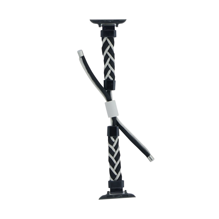 Silicone Bean Braided Cord Nylon Watch Band For Apple Watch Ultra 2 49mm(Black Grey) by buy2fix