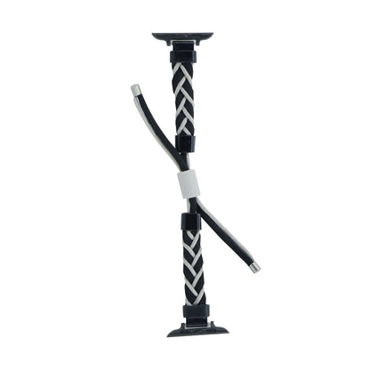 Silicone Bean Braided Cord Nylon Watch Band For Apple Watch Ultra 2 49mm(Black Grey) by buy2fix