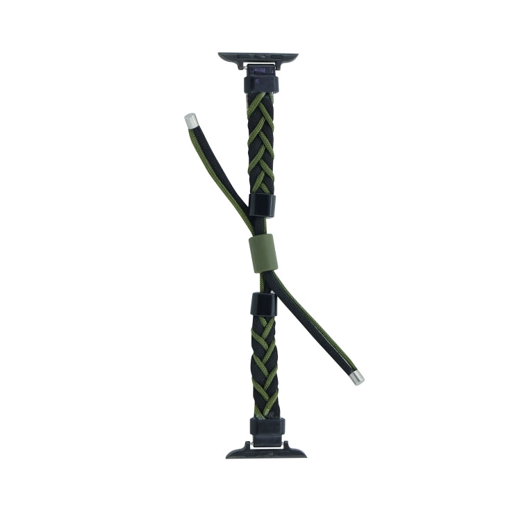 Silicone Bean Braided Cord Nylon Watch Band For Apple Watch Ultra 2 49mm(Black Green) by buy2fix