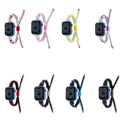 Silicone Bean Braided Cord Nylon Watch Band For Apple Watch Ultra 49mm(White Pink) by buy2fix