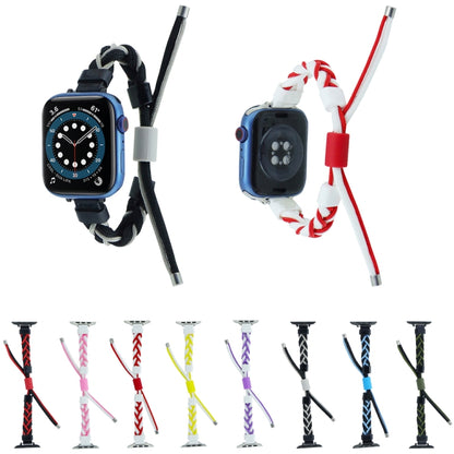 Silicone Bean Braided Cord Nylon Watch Band For Apple Watch Ultra 2 49mm(Black Red) by buy2fix