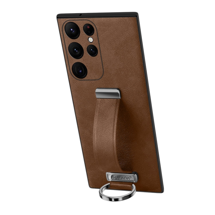 For Samsung Galaxy S23 Ultra 5G SULADA PC Hybrid Leather Texture Skin Feel Shockproof Phone Case(Brown) - Galaxy S23 Ultra 5G Cases by SULADA | Online Shopping UK | buy2fix