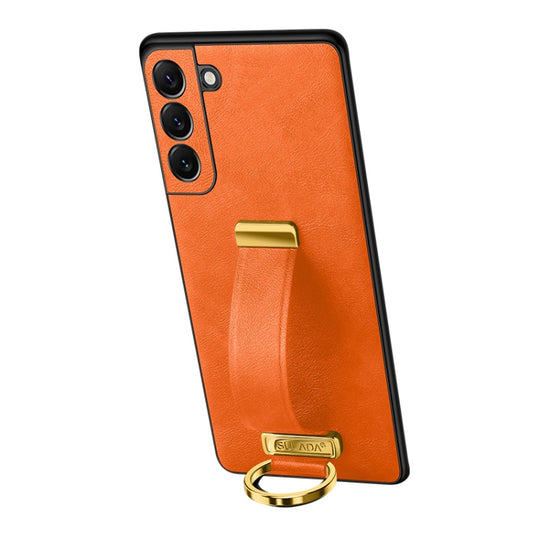 For Samsung Galaxy S23 5G SULADA PC Hybrid Leather Texture Skin Feel Shockproof Phone Case(Orange)