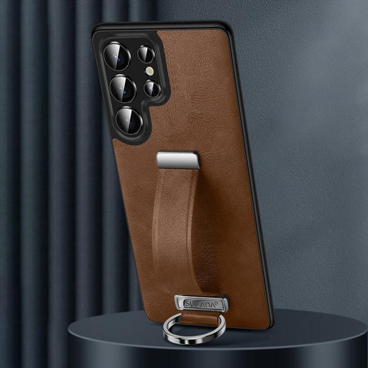 For Samsung Galaxy S25 Ultra 5G SULADA PC Hybrid Leather Texture Skin Feel Shockproof Phone Case(Brown) - Galaxy S25 Ultra 5G Cases by SULADA | Online Shopping UK | buy2fix