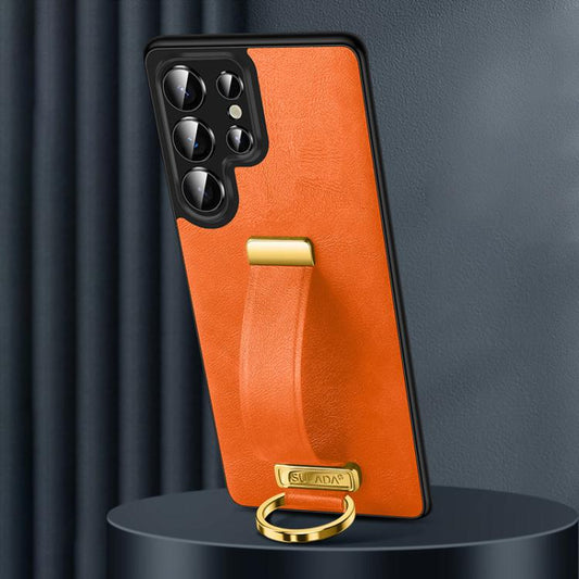 For Samsung Galaxy S25 Ultra 5G SULADA PC Hybrid Leather Texture Skin Feel Shockproof Phone Case(Orange) - Galaxy S25 Ultra 5G Cases by SULADA | Online Shopping UK | buy2fix