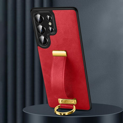 For Samsung Galaxy S25 Ultra 5G SULADA PC Hybrid Leather Texture Skin Feel Shockproof Phone Case(Red) - Galaxy S25 Ultra 5G Cases by SULADA | Online Shopping UK | buy2fix
