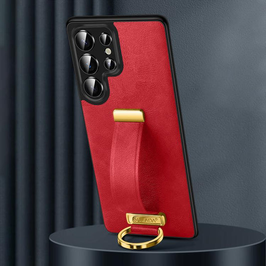 For Samsung Galaxy S25 Ultra 5G SULADA PC Hybrid Leather Texture Skin Feel Shockproof Phone Case(Red) - Galaxy S25 Ultra 5G Cases by SULADA | Online Shopping UK | buy2fix