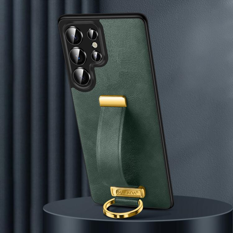 For Samsung Galaxy S25 Ultra 5G SULADA PC Hybrid Leather Texture Skin Feel Shockproof Phone Case(Green) - Galaxy S25 Ultra 5G Cases by SULADA | Online Shopping UK | buy2fix