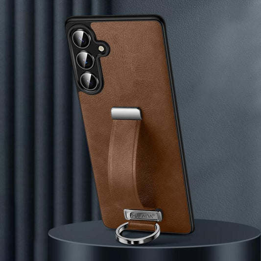 For Samsung Galaxy S25+ 5G SULADA PC Hybrid Leather Texture Skin Feel Shockproof Phone Case(Brown) - Galaxy S25+ 5G Cases by SULADA | Online Shopping UK | buy2fix