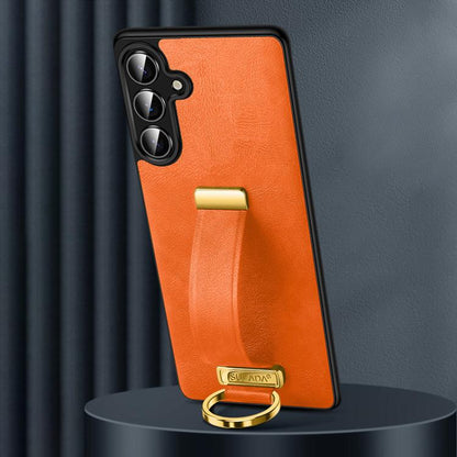 For Samsung Galaxy S25+ 5G SULADA PC Hybrid Leather Texture Skin Feel Shockproof Phone Case(Orange) - Galaxy S25+ 5G Cases by SULADA | Online Shopping UK | buy2fix