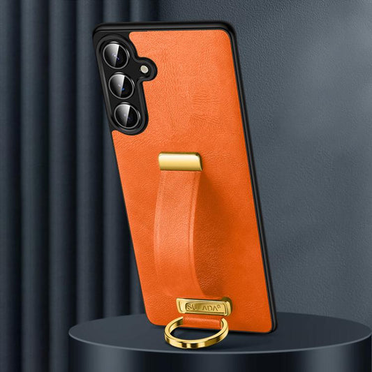 For Samsung Galaxy S25+ 5G SULADA PC Hybrid Leather Texture Skin Feel Shockproof Phone Case(Orange) - Galaxy S25+ 5G Cases by SULADA | Online Shopping UK | buy2fix