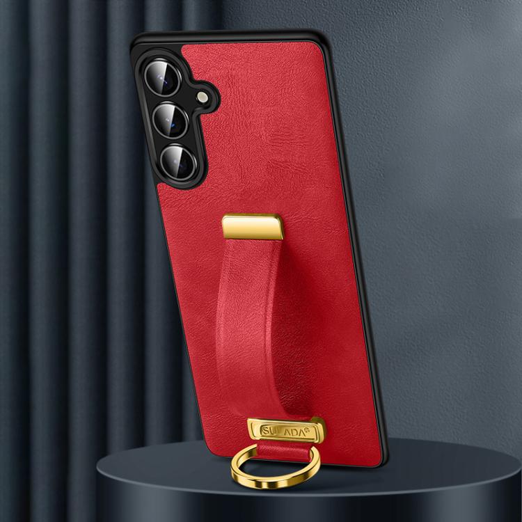 For Samsung Galaxy S25+ 5G SULADA PC Hybrid Leather Texture Skin Feel Shockproof Phone Case(Red) - Galaxy S25+ 5G Cases by SULADA | Online Shopping UK | buy2fix