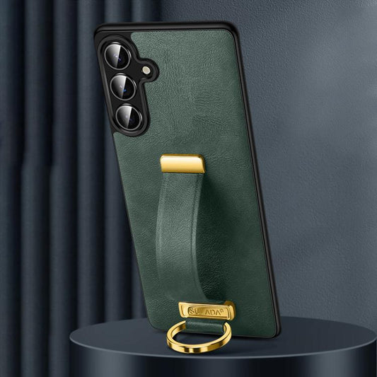 For Samsung Galaxy S25+ 5G SULADA PC Hybrid Leather Texture Skin Feel Shockproof Phone Case(Green) - Galaxy S25+ 5G Cases by SULADA | Online Shopping UK | buy2fix