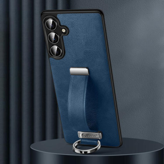 For Samsung Galaxy S25 5G SULADA PC Hybrid Leather Texture Skin Feel Shockproof Phone Case(Blue) - Galaxy S25 5G Cases by SULADA | Online Shopping UK | buy2fix