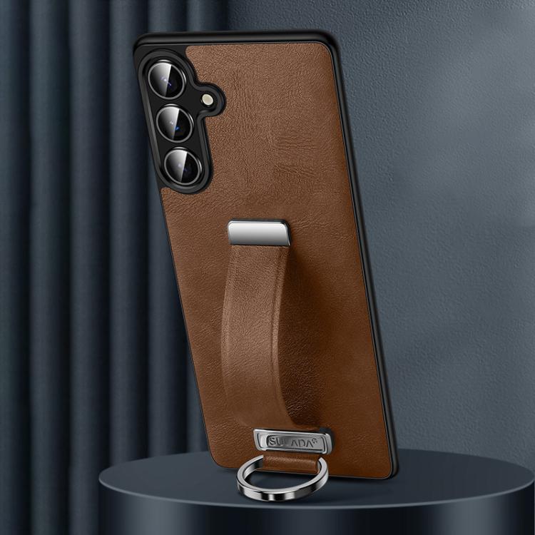 For Samsung Galaxy S25 5G SULADA PC Hybrid Leather Texture Skin Feel Shockproof Phone Case(Brown) - Galaxy S25 5G Cases by SULADA | Online Shopping UK | buy2fix