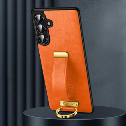 For Samsung Galaxy S25 5G SULADA PC Hybrid Leather Texture Skin Feel Shockproof Phone Case(Orange) - Galaxy S25 5G Cases by SULADA | Online Shopping UK | buy2fix