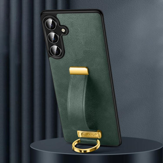 For Samsung Galaxy S25 5G SULADA PC Hybrid Leather Texture Skin Feel Shockproof Phone Case(Green) - Galaxy S25 5G Cases by SULADA | Online Shopping UK | buy2fix