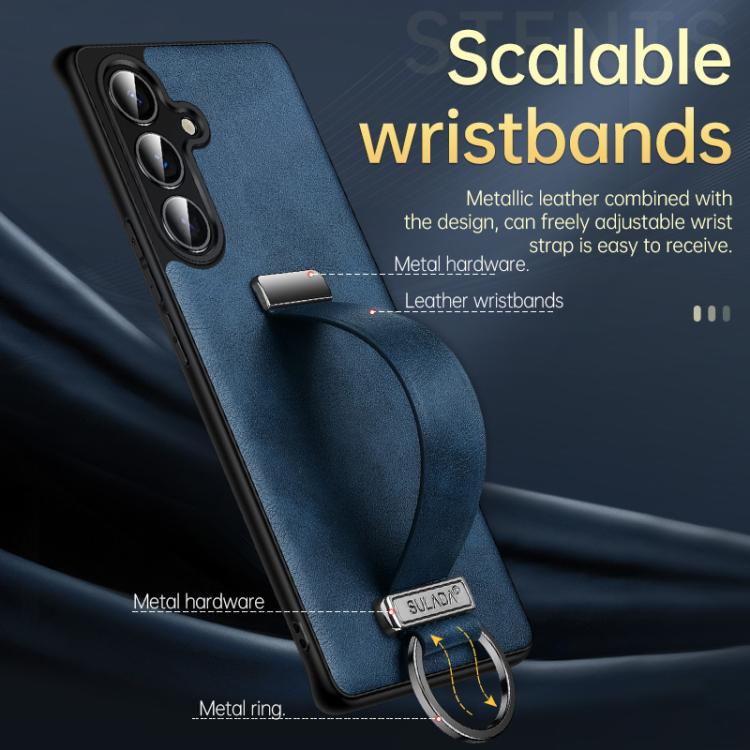 For Samsung Galaxy S25+ 5G SULADA PC Hybrid Leather Texture Skin Feel Shockproof Phone Case(Blue) - Galaxy S25+ 5G Cases by SULADA | Online Shopping UK | buy2fix
