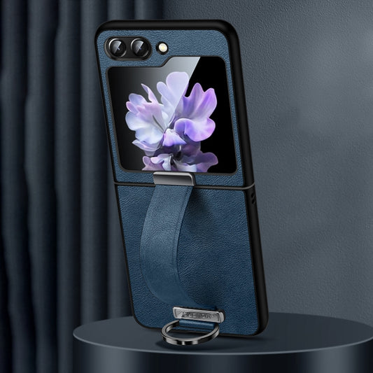 For Samsung Galaxy Flip5 SULADA PC Hybrid Leather Texture Skin Feel Shockproof Phone Case(Blue) - Galaxy Z Flip5 Cases by SULADA | Online Shopping UK | buy2fix