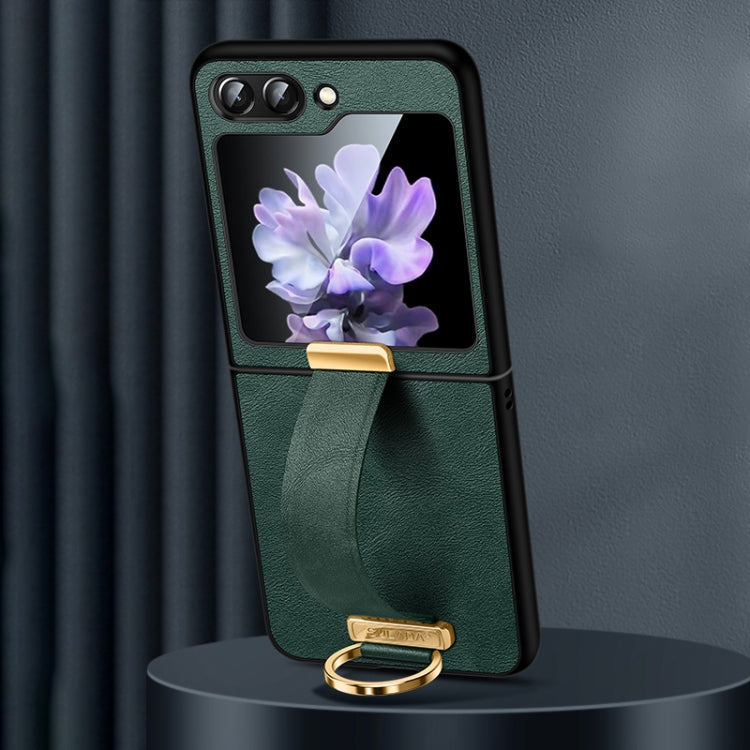 For Samsung Galaxy Flip5 SULADA PC + Leather Texture Skin Feel Shockproof Phone Case(Green) - Galaxy Z Flip5 Cases by SULADA | Online Shopping UK | buy2fix