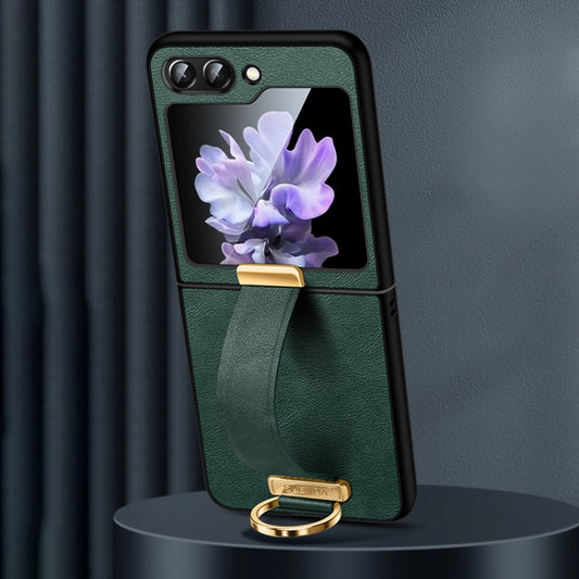 For Samsung Galaxy Flip5 SULADA PC + Leather Texture Skin Feel Shockproof Phone Case(Green) - Galaxy Z Flip5 Cases by SULADA | Online Shopping UK | buy2fix