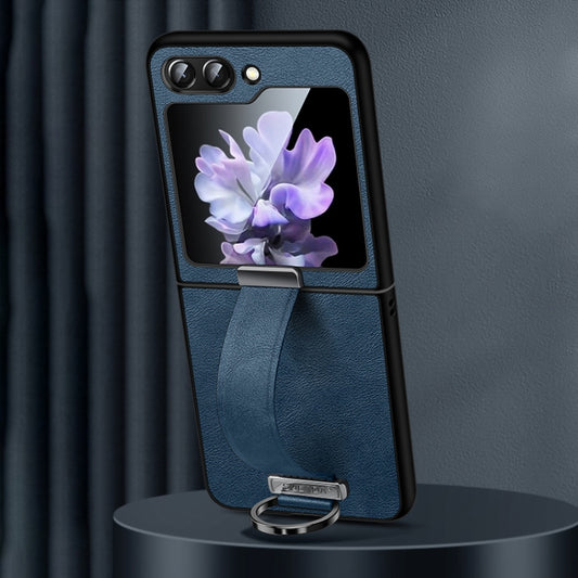 For Samsung Galaxy Flip6 SULADA PC + Leather Texture Skin Feel Shockproof Phone Case(Blue) - Galaxy Z Flip6 5G Cases by SULADA | Online Shopping UK | buy2fix