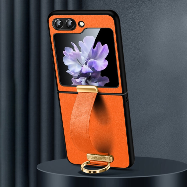 For Samsung Galaxy Flip6 SULADA PC + Leather Texture Skin Feel Shockproof Phone Case(Orange) - Galaxy Z Flip6 5G Cases by SULADA | Online Shopping UK | buy2fix