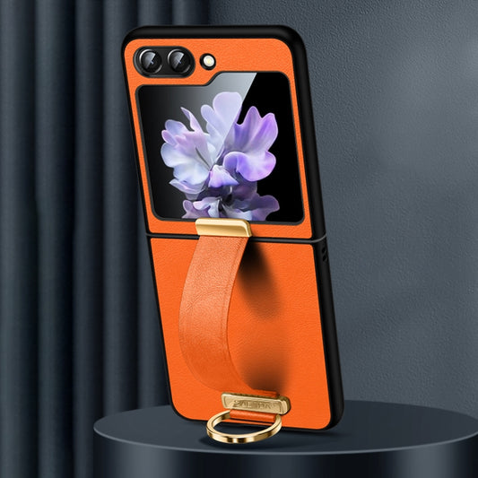 For Samsung Galaxy Flip6 SULADA PC + Leather Texture Skin Feel Shockproof Phone Case(Orange) - Galaxy Z Flip6 5G Cases by SULADA | Online Shopping UK | buy2fix