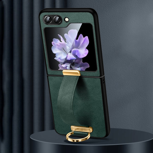 For Samsung Galaxy Flip6 SULADA PC + Leather Texture Skin Feel Shockproof Phone Case(Green) - Galaxy Z Flip6 5G Cases by SULADA | Online Shopping UK | buy2fix