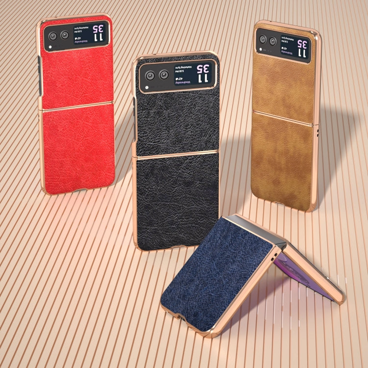 For Motorola Razr 40 Nano Plating Retro Litchi Texture PU Phone Case(Brown) by buy2fix