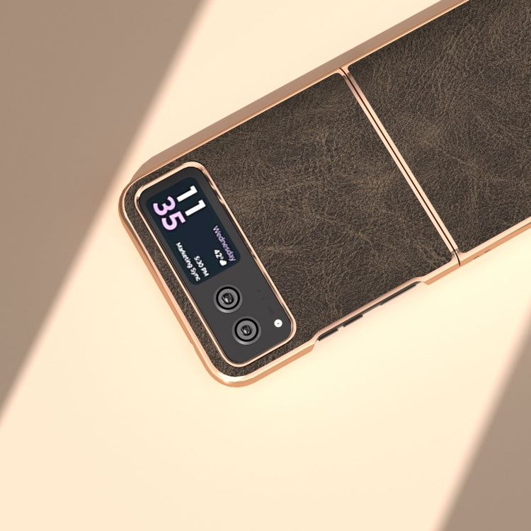 For Motorola Razr 40 Nano Plating Dream Litchi Texture PU Phone Case(Khaki) by buy2fix