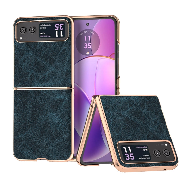 For Motorola Razr 40 Nano Plating Dream Litchi Texture PU Phone Case(Blue) - Motorola Cases by buy2fix | Online Shopping UK | buy2fix