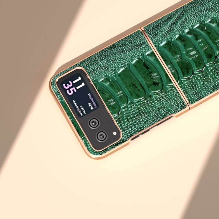 For Motorola Razr 40 Nano Plating Genuine Leather Weilai Series Phone Case(Green) by buy2fix