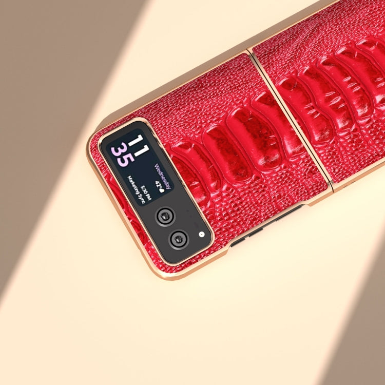 For Motorola Razr 40 Nano Plating Genuine Leather Weilai Series Phone Case(Red) - Motorola Cases by buy2fix | Online Shopping UK | buy2fix