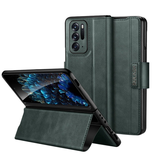 For OPPO Find N SULADA All-inclusive Magnetic Snap Flip Leather Phone Case(Green)