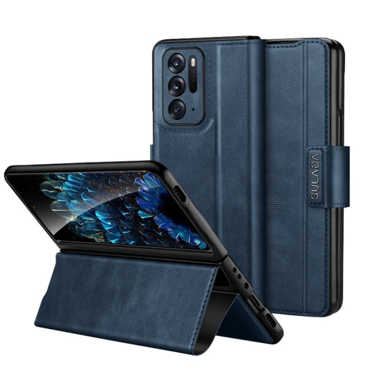 For OPPO Find N SULADA All-inclusive Magnetic Snap Flip Leather Phone Case(Blue)