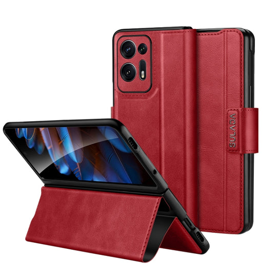 For OPPO Find N2 SULADA All-inclusive Magnetic Snap Flip Leather Phone Case(Red)