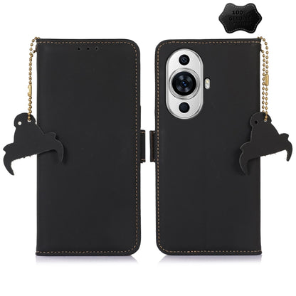 For Huawei Nova 11 Pro / Nova 11 Ultra Genuine Leather Magnetic RFID Leather Phone Case(Black) - Huawei Cases by buy2fix | Online Shopping UK | buy2fix