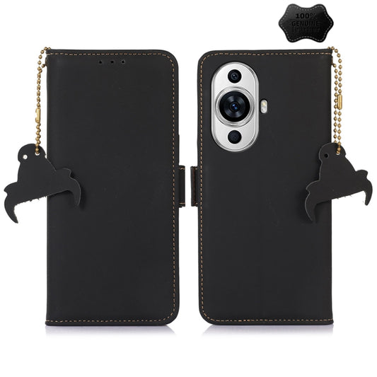 For Huawei Nova 11 Pro / Nova 11 Ultra Genuine Leather Magnetic RFID Leather Phone Case(Black) - Huawei Cases by buy2fix | Online Shopping UK | buy2fix