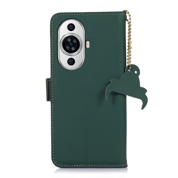 For Huawei Nova 11 Pro / Nova 11 Ultra Genuine Leather Magnetic RFID Leather Phone Case(Green) - Huawei Cases by buy2fix | Online Shopping UK | buy2fix
