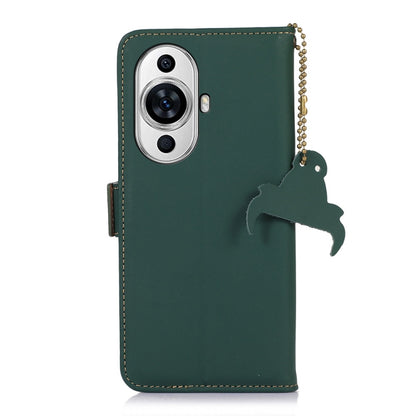For Huawei Nova 11 Pro / Nova 11 Ultra Genuine Leather Magnetic RFID Leather Phone Case(Green) - Huawei Cases by buy2fix | Online Shopping UK | buy2fix
